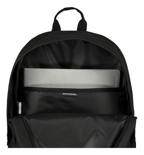 Mochila Backpack Skechers En Poliéster Color Negro Unisex Diseño De La Tela Liso
