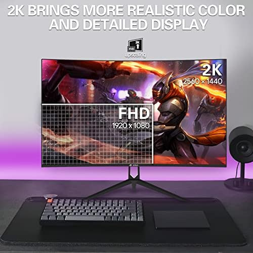 Monitor Curvo Crua 27 Para Juegos, Qhd(2560x1440p)2k 144hz 1