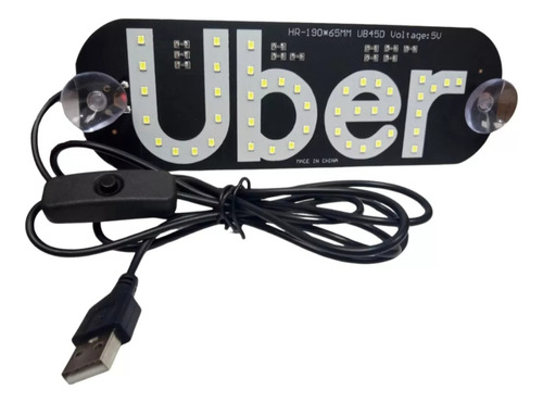 Cartel Led Universal Para Uber, Usb, Parabrisas, 5v 12v 