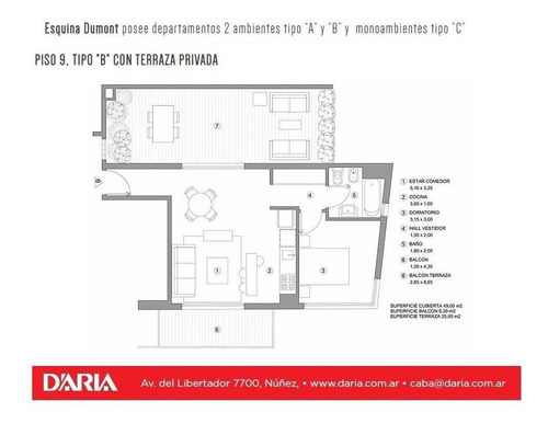 Imagen 9 de 16 de 2 Amb : Balcón Y Terraza: Frente: Próximo A Las Cañitas: Apto Prof