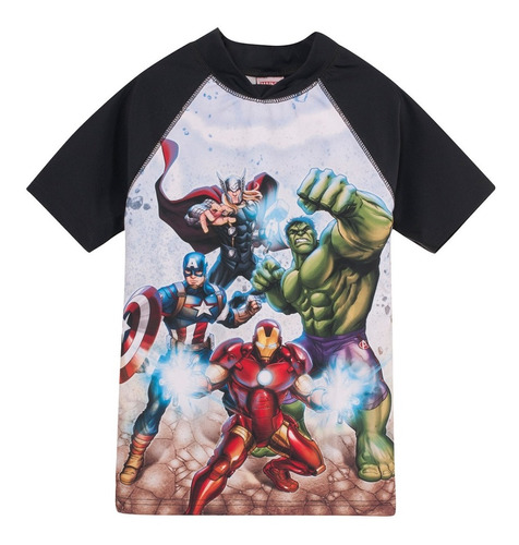 Remera Manga Corta Vengadores Uv Proteccion Solar 50 Pileta