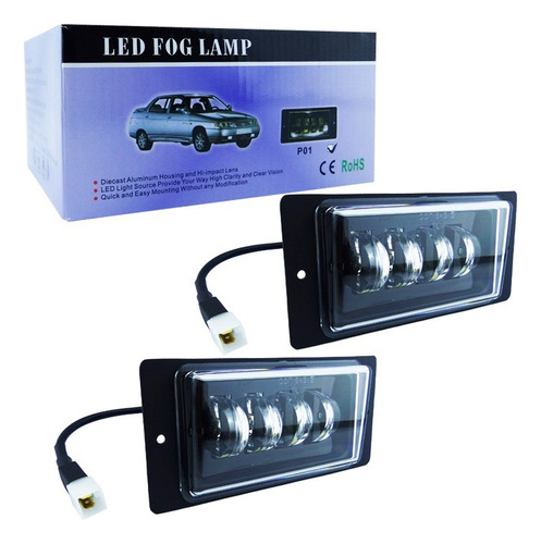 Neblinero Rectangular De 4 Led Con 40wt, Par Dua Color
