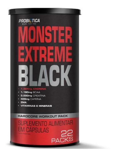 Monster Extreme Black 22 Packs Probiótica