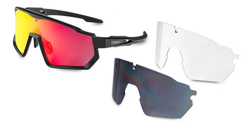 Óculos Atrio Sprinter Kit 3 Lentes Black Red - Bi233 Cor da armação Preto