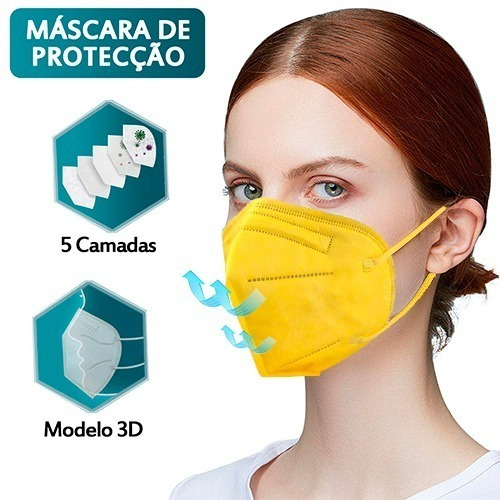 Kit 50 Máscara Kn95 Proteção 5 Camada Respiratória Pff2 N95