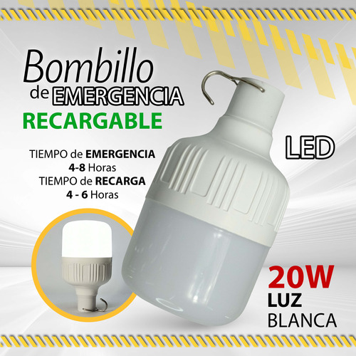 Bombillo Emergencia Recargable 20w  Led / 10662