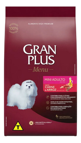 Ração Para Cães Menu Adulto Mini Carne E Arroz 1kg Granplus