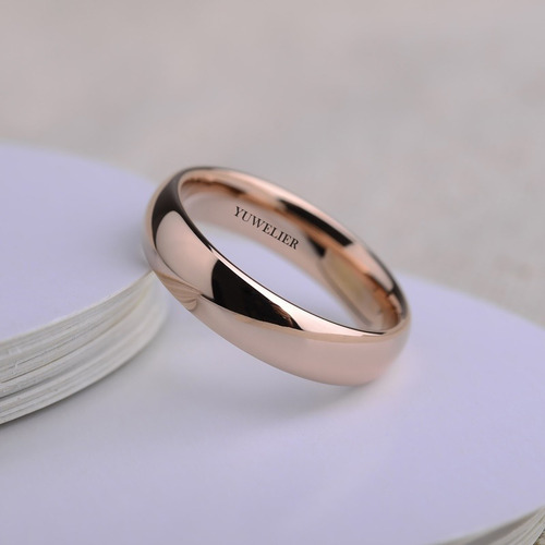 Anillo De Tungsteno Baño En Oro Rosa Rose Gold 18k