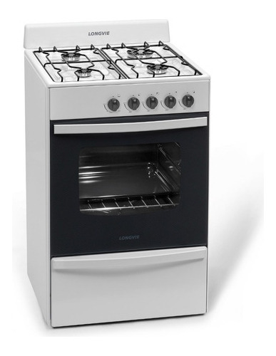Imagen 1 de 11 de Cocina A Gas Longvie 12231b 56cm Blanca Cajón Parrilla