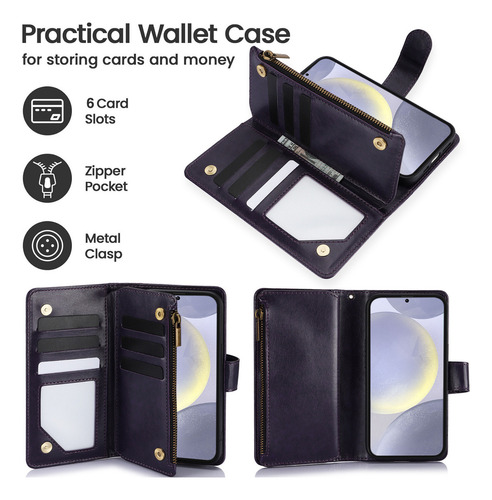 Funda De Piel Con Tapa Tipo Cartera Para Samsung Galaxy A56 A36 A26 A16 A06