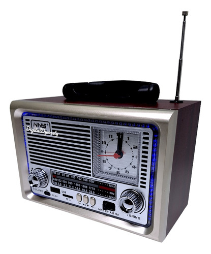 Radio Bocina Bluetooth/usb Retro Con Reloj Ns8890 Recargable