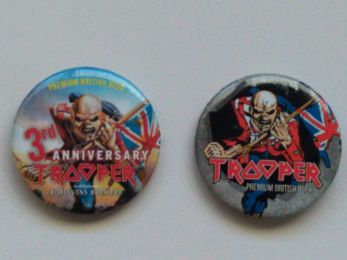 2 X Cerveja Trooper Iron Maiden Botton Oficial Broche Pin