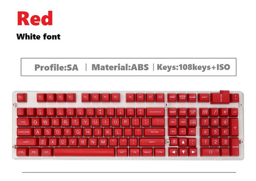 108 Keys Set Diy Custom Key Keycaps Letras Blancas Rojas