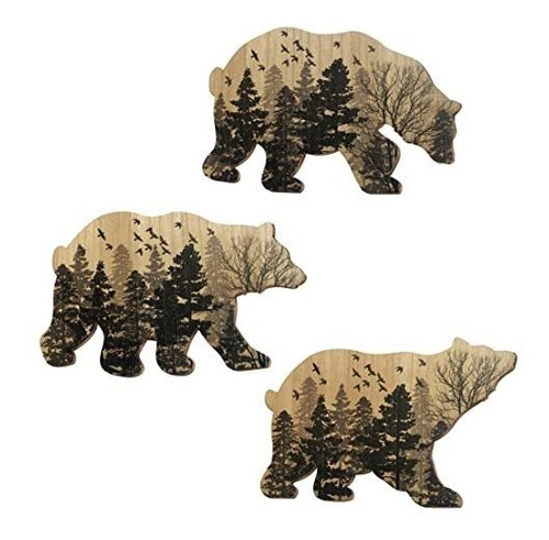 Waiu Trio Madera Fauna Acento Colgante De Pared Animal Estat