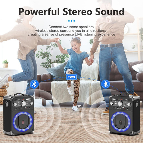 Máquina De Karaoke, Sistema Pa Portátil Con 2 Micrófonos Ina