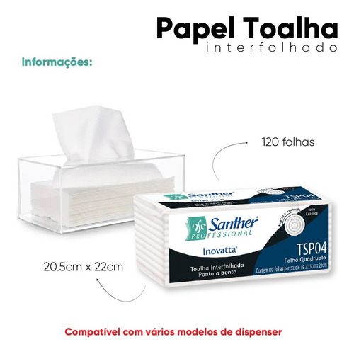  Inovatta papel toalha interfolha F. quádrupla Santher super premium