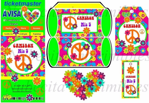 Kit Imprimible 3x1 Simbolo De La Paz Paz Y Amor