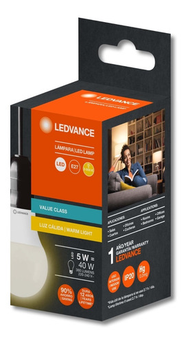 Pack X 10 Lámpara Led Osram 5w Luz Calida E27