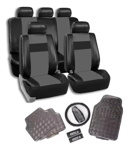 Kit Funda Asiento Cuero +cubre Volant/cintur+alfom+palanc