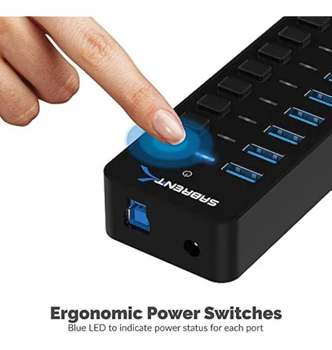 Sabrent Hub Usb 3.0 De 60 W Y 10 Puertos Incluye 3