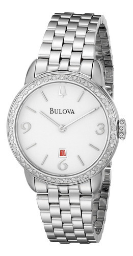 Reloj Mujer Bulova 96r183 Cuarzo 32mm Pulso Plateado En