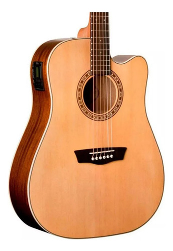 Violão Washburn Wd7sce Dreadnought Elétrico Natural + Nf-e Orientação Da Mão Destro