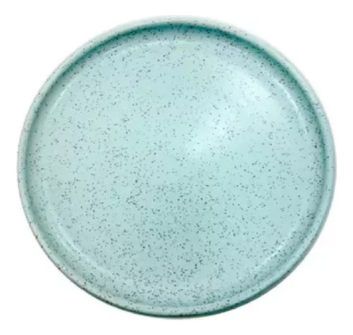 Plato Playo Jaspeado Pintas Cerámica Colores Con Borde Color Celeste Cielo