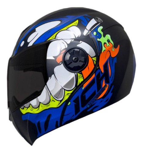 Casco Para Moto Ich 3110 Biter Azul Mate