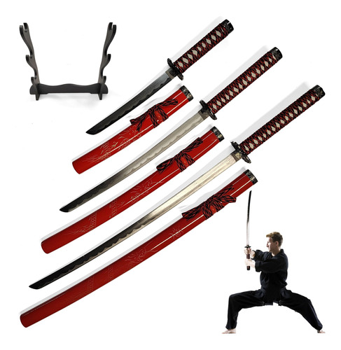 Espadas Katanas Samurai Set Decorativo Acero 10458 Soporte