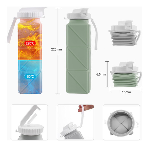 Moyac 2 Pcs Botella De Agua Plegable, 620ml Botella Blandas