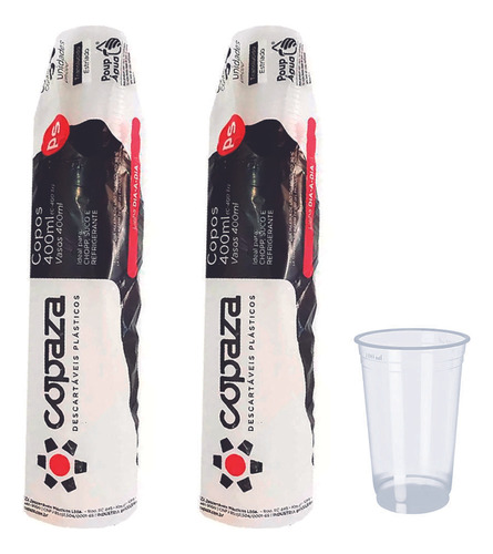 Copo 400ml Descartavel Liso Transparente Ps C/200 Copaza