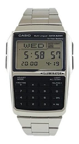 Imagen 1 de 4 de Reloj Casio Dbc-32d-1a Silver Databank Calculator Para Hombr