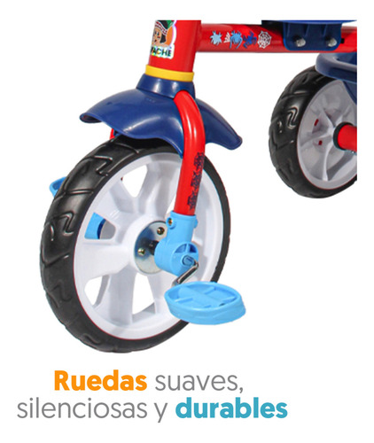 Triciclo Apache Spiderman Cajuela Barra Empuje Spidey Friend Azul Marino