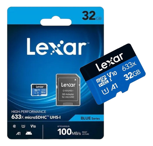 Cartão De Memória Lexar 32gb Micro Sd V10 633x A1 U1 4k Uhd