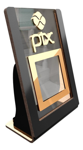 Porta Decoraset Display Placa Balcão De Pagamento Pix Via Qr Code Acrílico Cinza-escuro