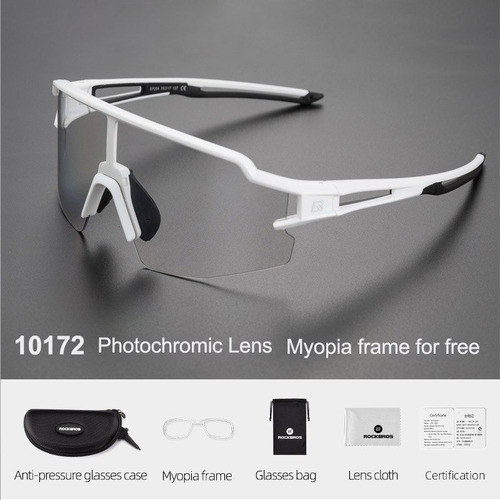 Imagen 5 de 5 de Gafas Ciclismo Mtb Ruta Fotocromáticas Rockbros 10172 Blanca