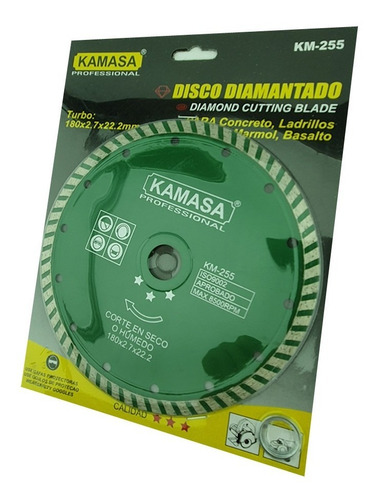 Disco Diamantado  7 180mm Corte Sierra Turbo Concreto Kamasa