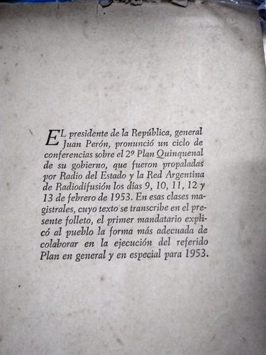 Disertación Sobre El 2do. Plan Quinquenal, J. D. Peron.