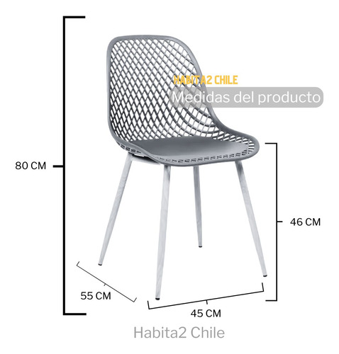 Pack 2 Sillas Terraza Cafeteria Metal Polipropileno