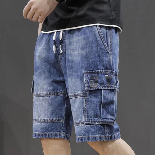 Pantalones Cortos Tipo Cargo De Mezclilla Informales Para Ho