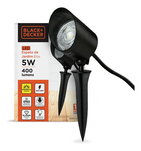 Espeto Led 5w Luz Amarela Ip65 - Black + Decker