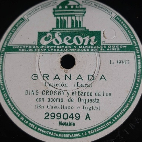 Pasta Bing Crosby Y El Bando Da Lua Odeon 6040 6048 C18