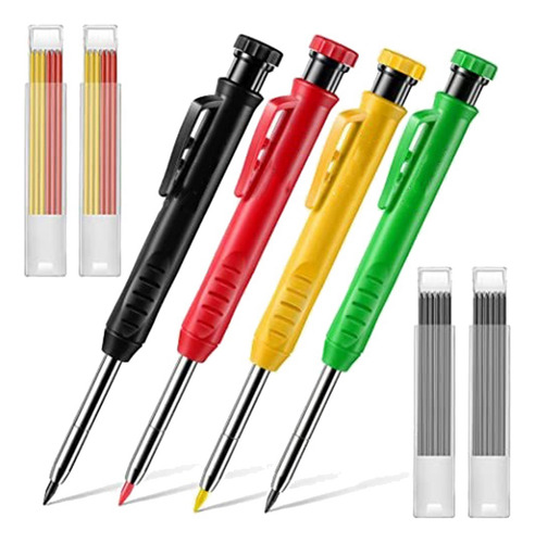 Juego De 4 Lápices Para Carpintería Con Recambio De 2,8 Mm,