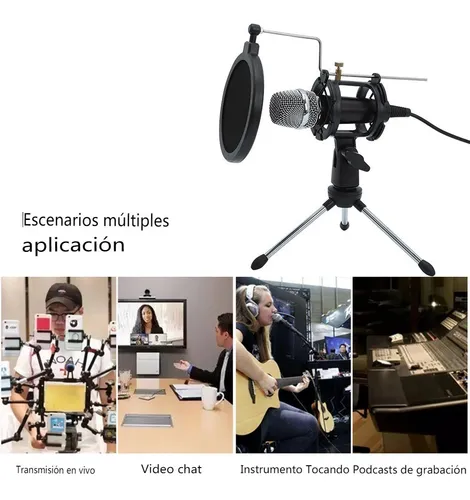 Mini Micrófono De Condensador Con Filtro De Trípode Mini Mic Color Negro