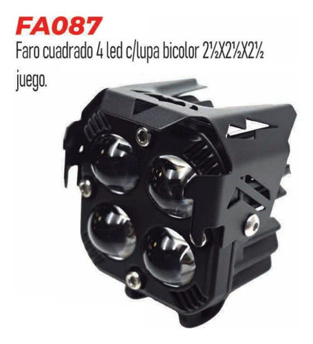 Faro Cuadrado 4 Led C/lupa Bicolor 2½ X 2½ X 2½pLG Bronx