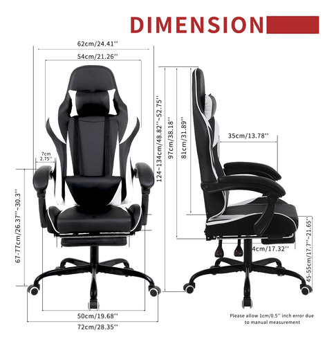 Silla De Juegos Con Reposapiés Almohada Lumbar De Masaje