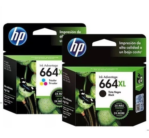 Kit 2 Cartucho Tinta Hp 664xl 1color F6v30al 1negro F6v31a