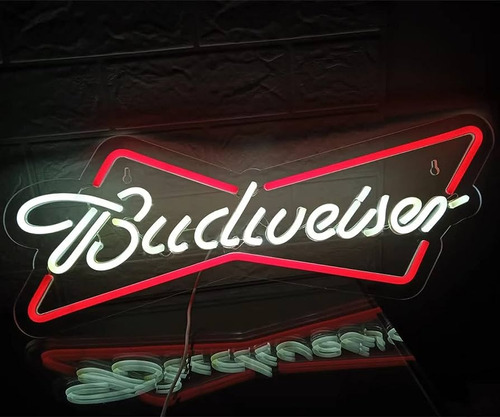 Letrero Led Neon Budweiser Cerveza Bar 24*60cm Luminoso