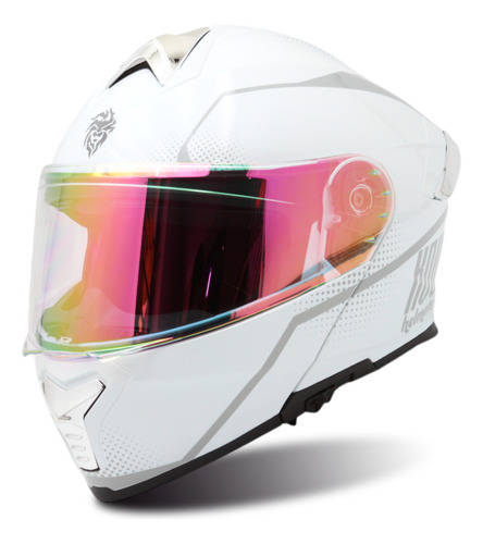 Casco Abatible Kov Original Thunder Waves Blanco Perla Dot