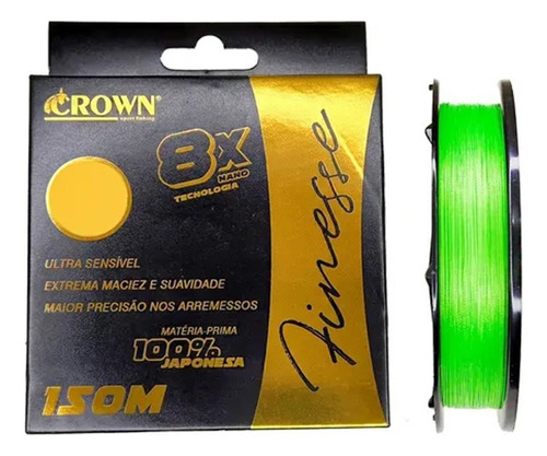 Linha Multfilamento Finesse 8x 0,10mm 150mts - Crown Cor Verde